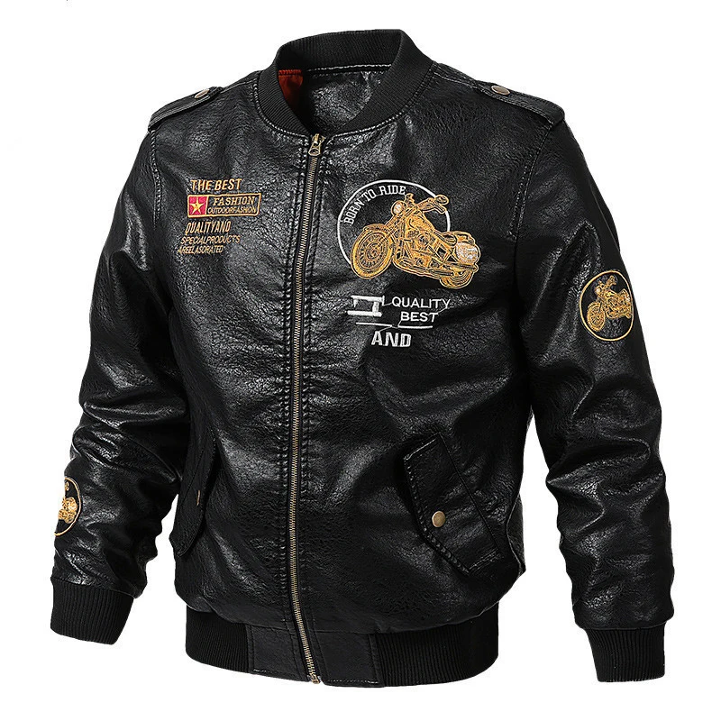

Autumn Men's PU Leather Jacket Fashion Mens Retro Motorcycle Zipper Leather Coats Mens Windbreaker Leather Jacket Clothing