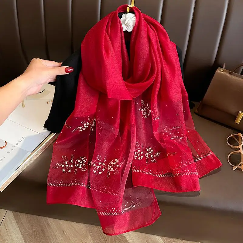 Lenço longo de lã de seda xales e envoltórios feminino bufandas foulard lenço pashmina inverno poncho cachecóis bandana hijab