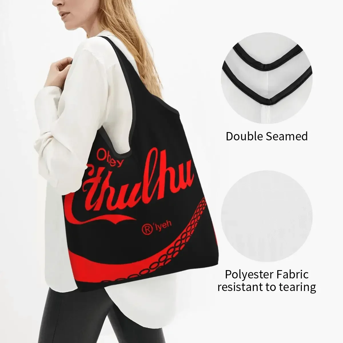 Cute Fashion Brand Call Of Cthulhu Shopping Tote Bags Portable Lovecraft Grocery Shopper Shoulder Bag