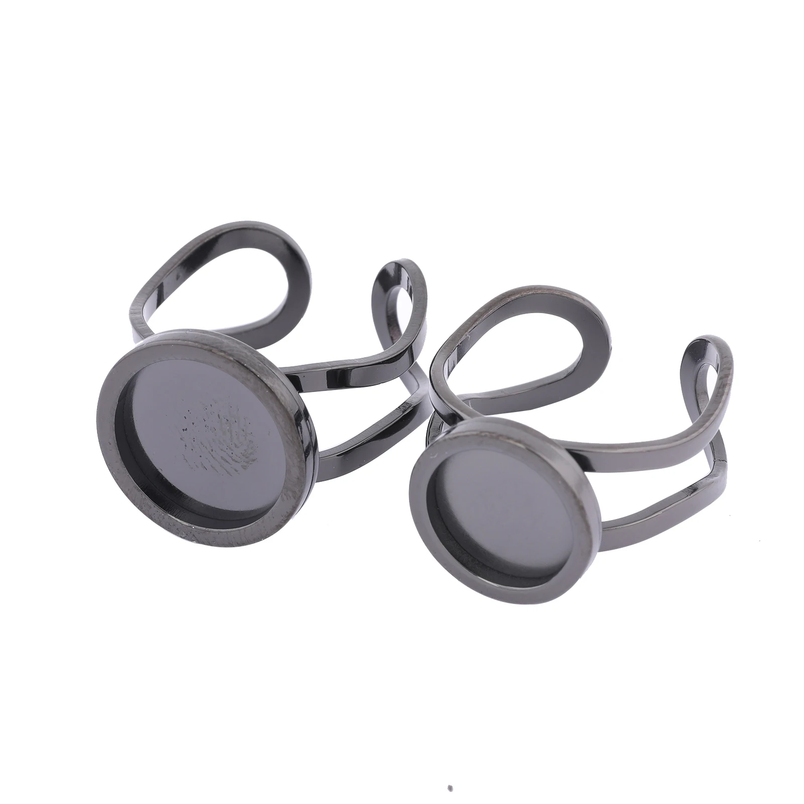 Anneau cabochon noir en acier inoxydable, 5 pièces, 10mm 12mm, paramètres de base, lunette de bricolage, ébauches de bague pour bijoux exécutifs