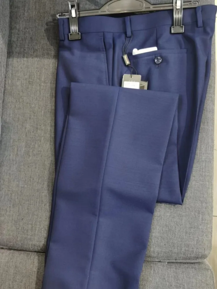 

Мужские деловые брюки TRA из чистой шерсти, однотонные, приталенные, длинные, весна-лето, новинка, для официальных мероприятий