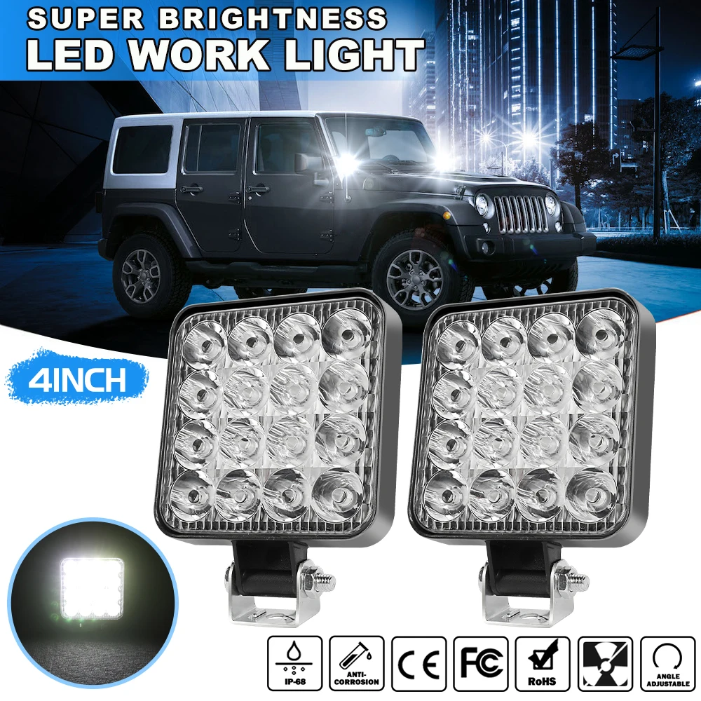 HAOLIDE Mini LED Work Light Spotlight 4X4 Offroad White Yellow Blue Red Color For 4WD ATV SUV Trucks Boat 12V 24V LED Light Bar