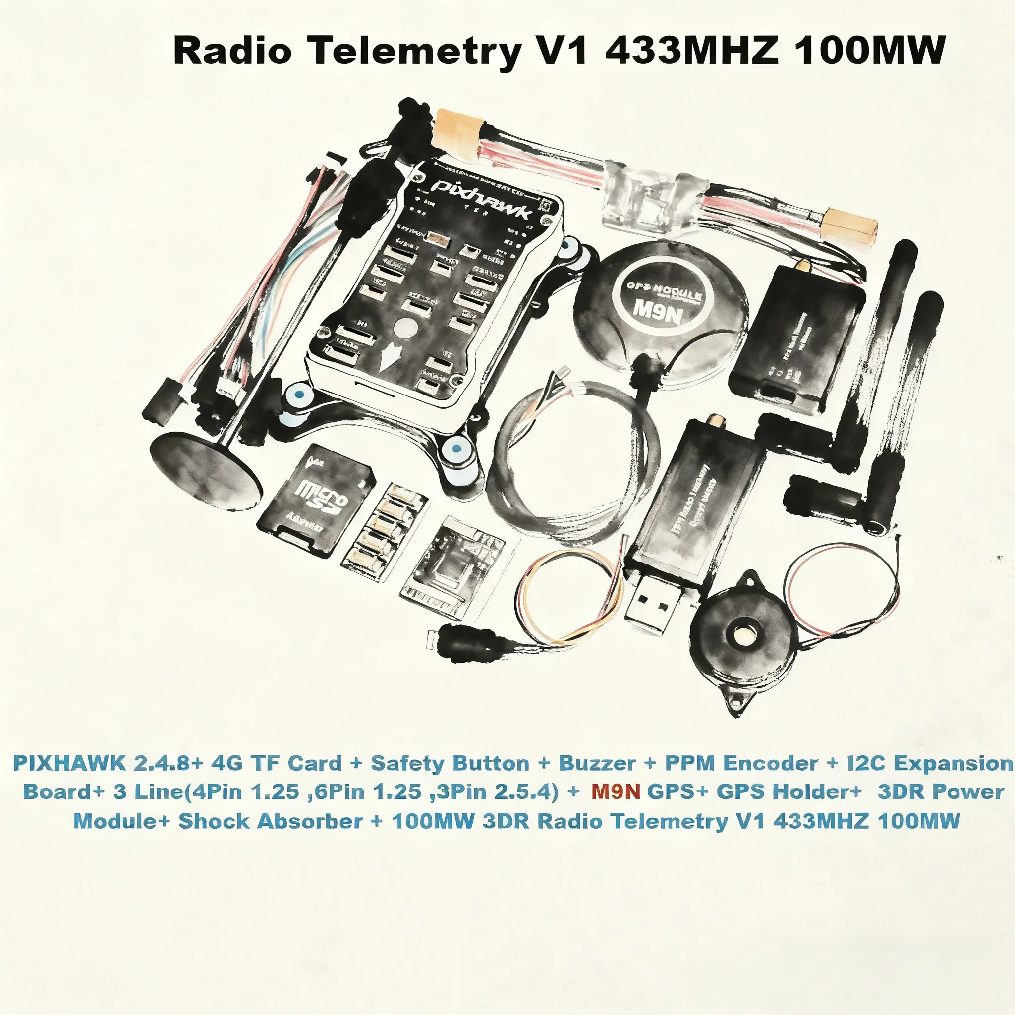 

НОВЫЙ PIXHAWK White Shell PIX 2.4.8 M9N 32-битный контроллер полета Автопилот с 4G SD-переключателем безопасности Зуммер PPM I2C RC Квадрокоптер