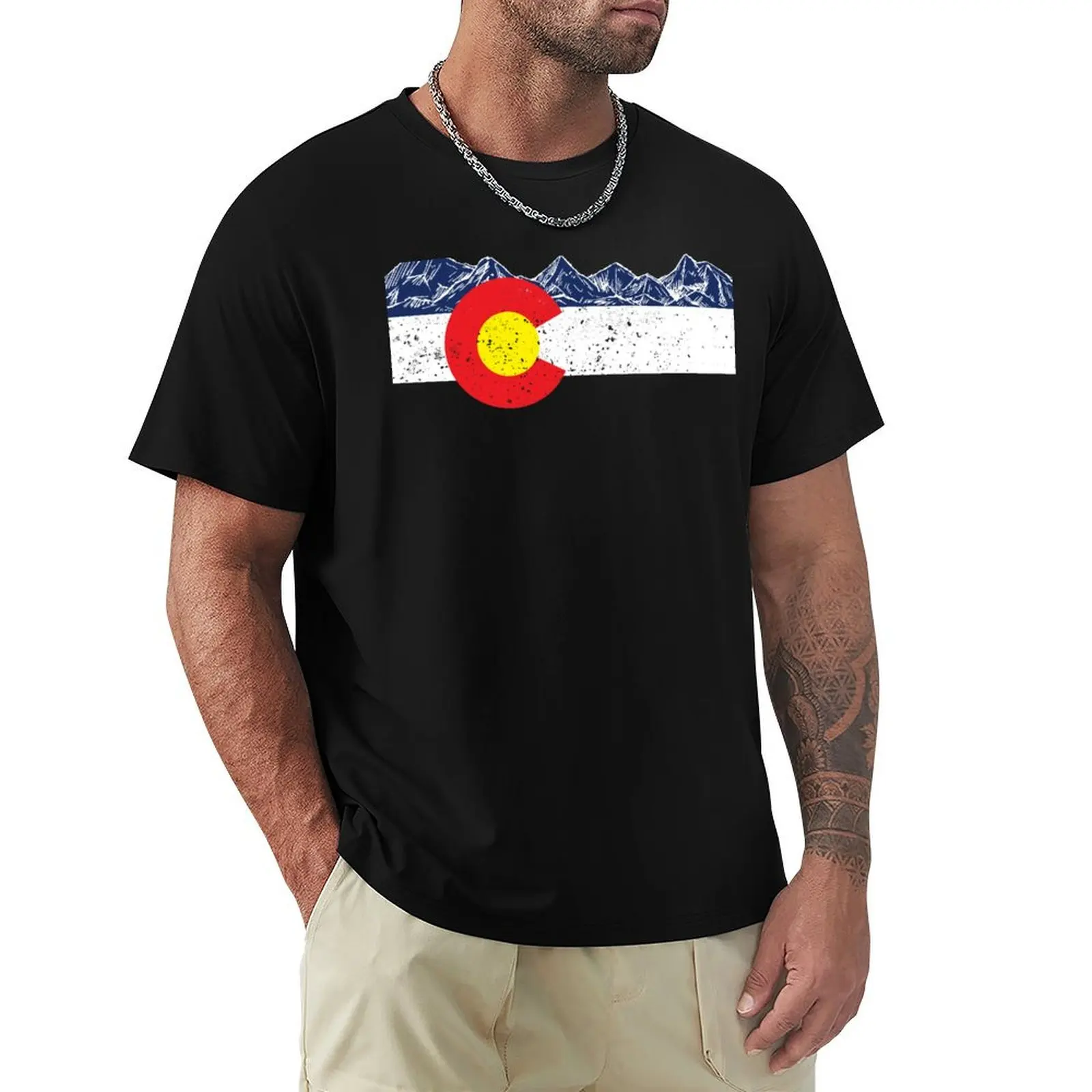 

Colorado Flag Mountain Gift Vacation Colorado Day Denver T-Shirt fashion shirts customs blue archive mens plain t shirts