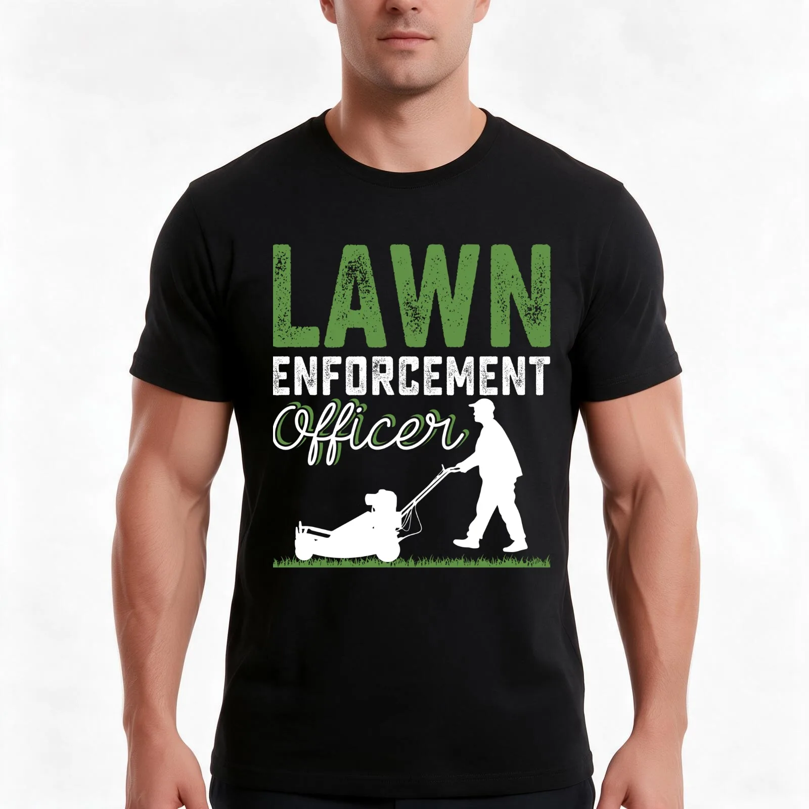 Grass Lawn Mower Dad Yard Work Gardening lawn enforcement office T-Shirt, Summer Casual Cotton Tee, Oversized Streetwear Tops