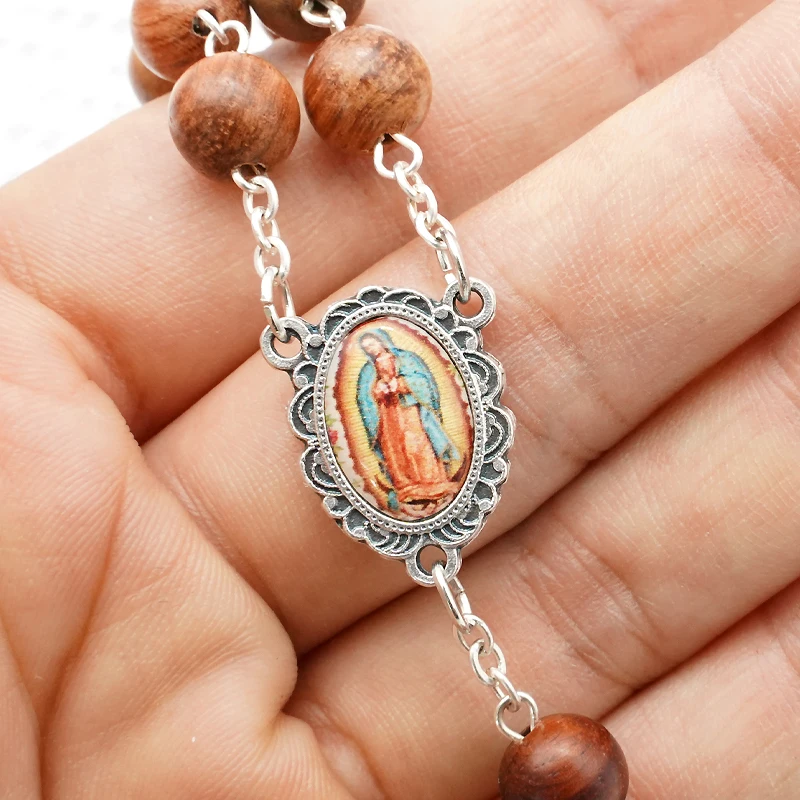 Olive Wood Divine Mercy Rosary Our Lady of the Rosary Christians Jewelry Women's Bracelet