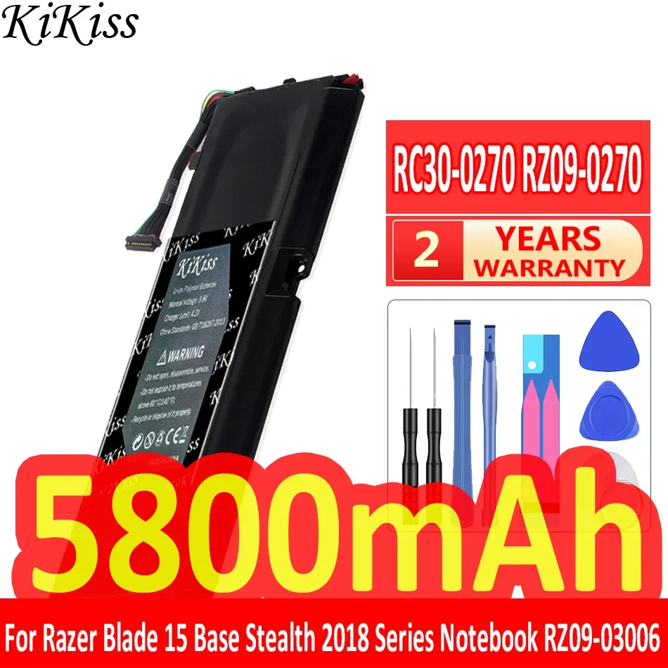 

KiKiss Powerful Battery for Razer RZ09-03006 RZ09-0270 RZ09-02705E75-R3U1 Blade 15 Blade15 Base Stealth 2018 Series Notebook