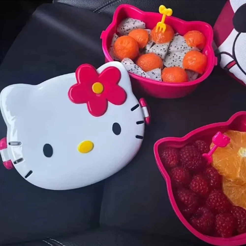 Sanrio Hello Kitty Lunch Box Hello Kitty Plastic Lunch Box Student Fruit Box Sealed Picnic And Photo-Taking Essentials