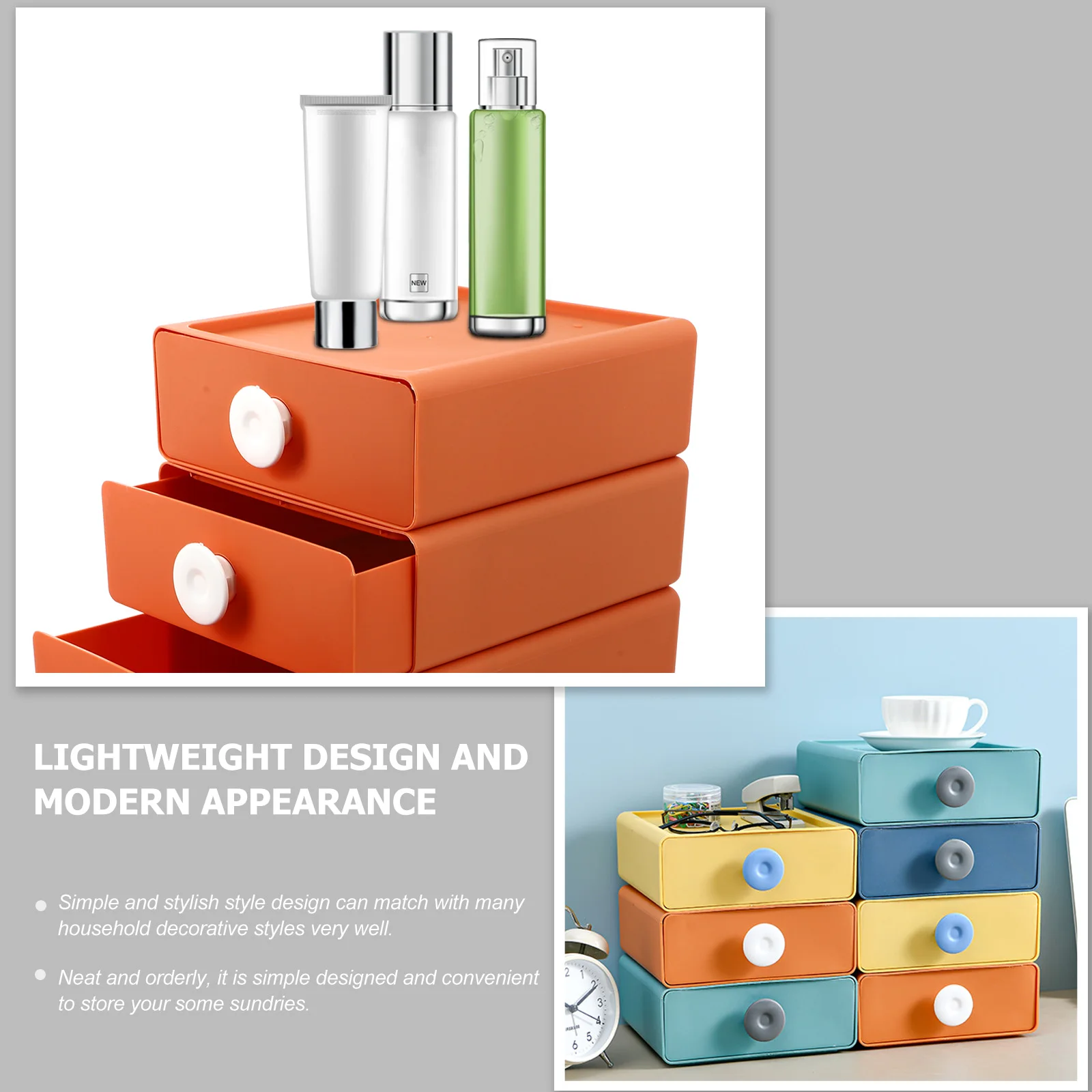 

4pcs Desktop Storage Box Orange Plastic Sorting Tray Lightweight Multi-purpose Household Organizer Study Supplies Case