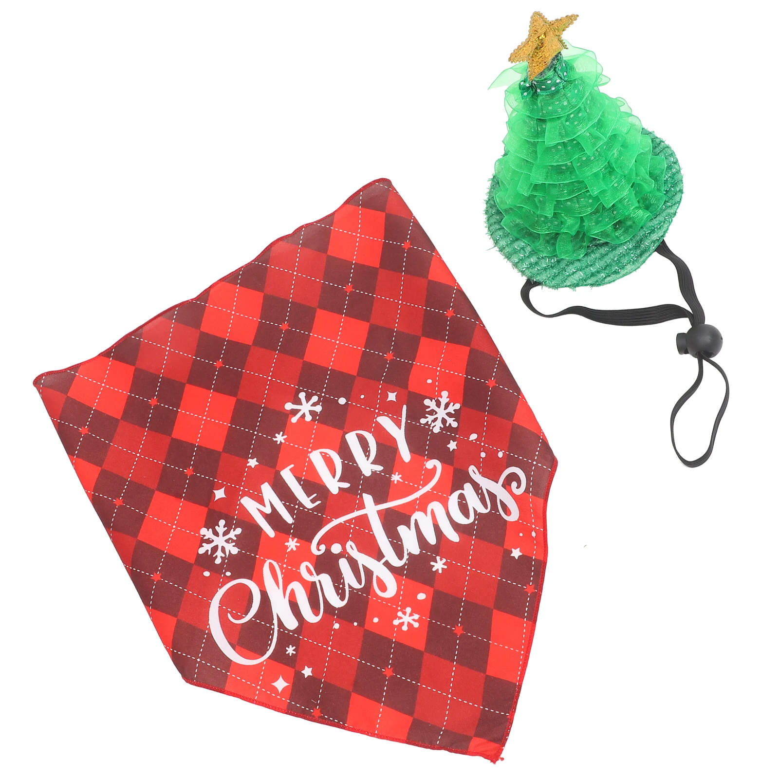 

Pet Christmas Hat Xmas Bandana Set Soft Adjustable Dog Scarf Triangle Holiday Costume Christmas Party Pet Accessories