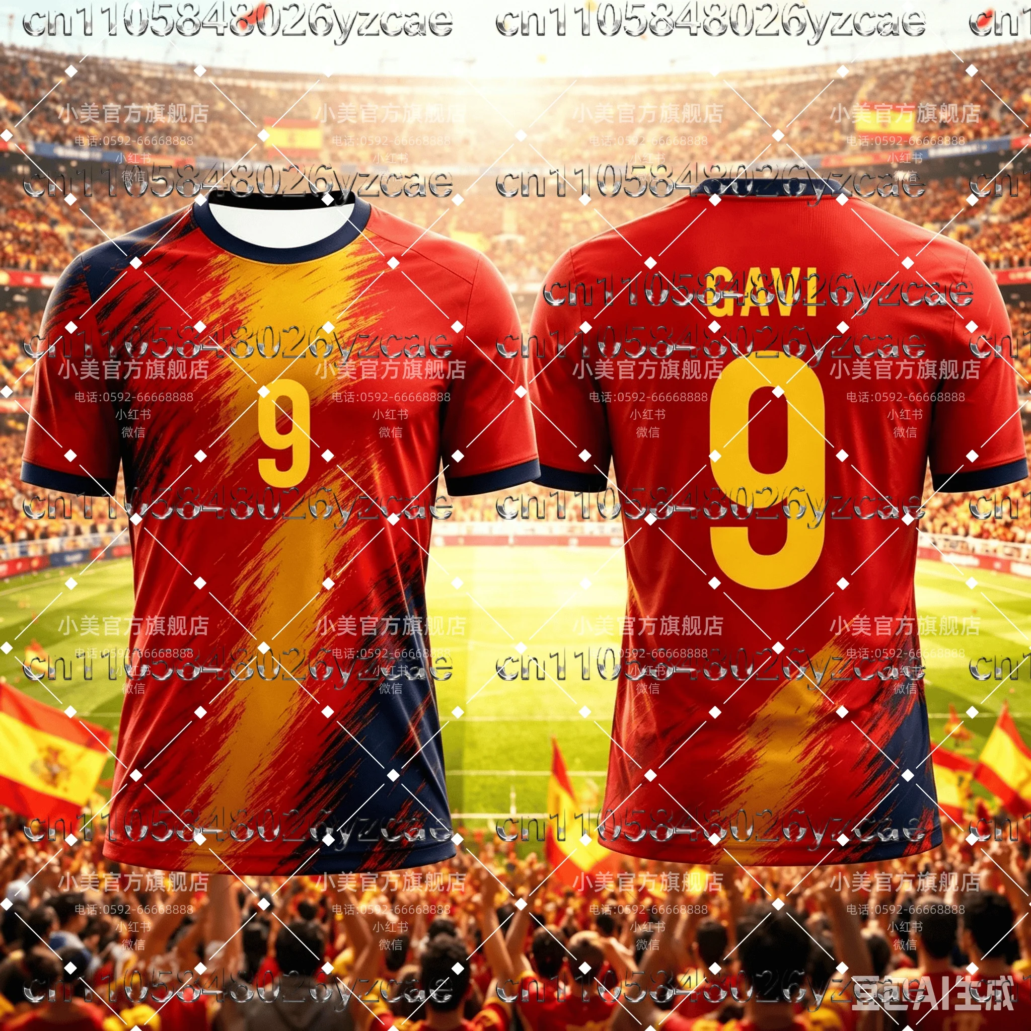 Spain Soccer Jersey Fan Edition Kids Men Women Breathable Quick Dry Football Shirt for Summer Outdoor Match Training