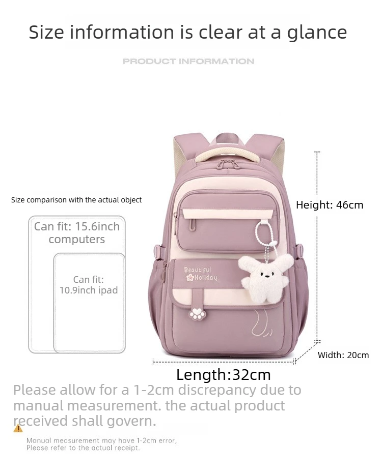 Middle School Backpack for Girls Large Capacity Bookbag Lightweight Fashion Student Backpack Simple Modern School Bags for Teens