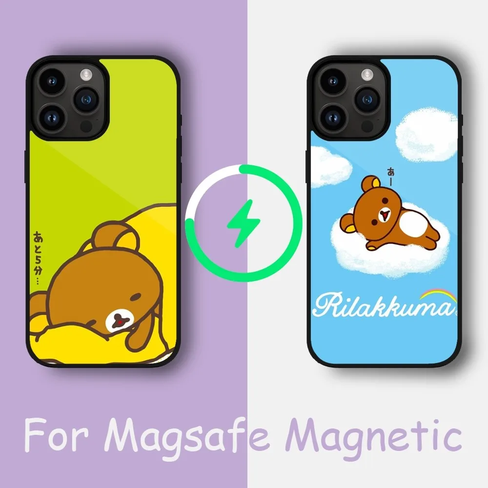 Kawaii R-Rilakkumas Phone Case For iPhone 15 14 13 12 11 Pro Max Plus Phone Magnetic for Macsafe Cases Cover