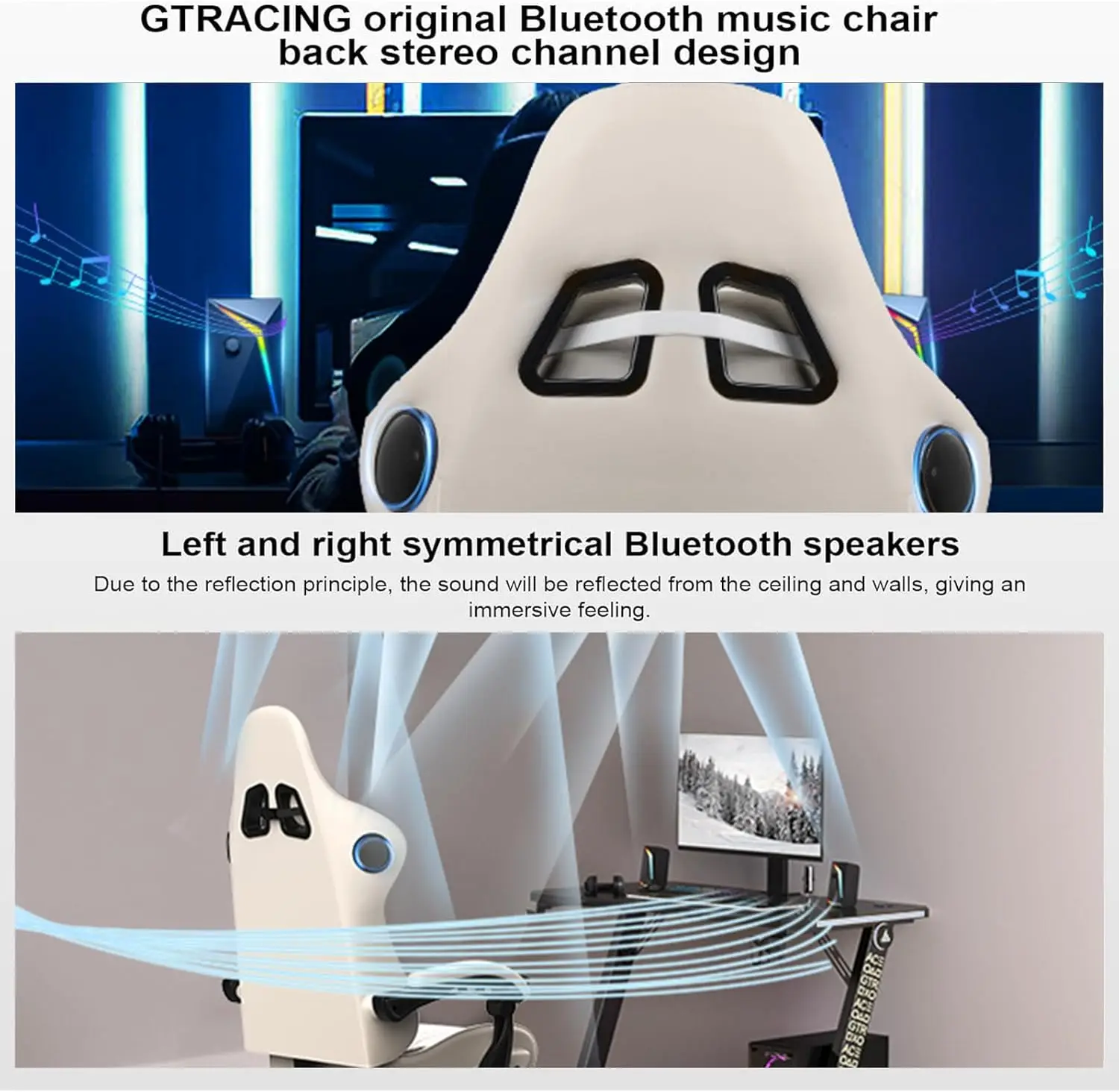 GTPLAYER Gaming Chair, Computer Chair with Footrest and Bluetooth Speakers, High Back Ergonomic Gaming Chair, Reclining Gaming C