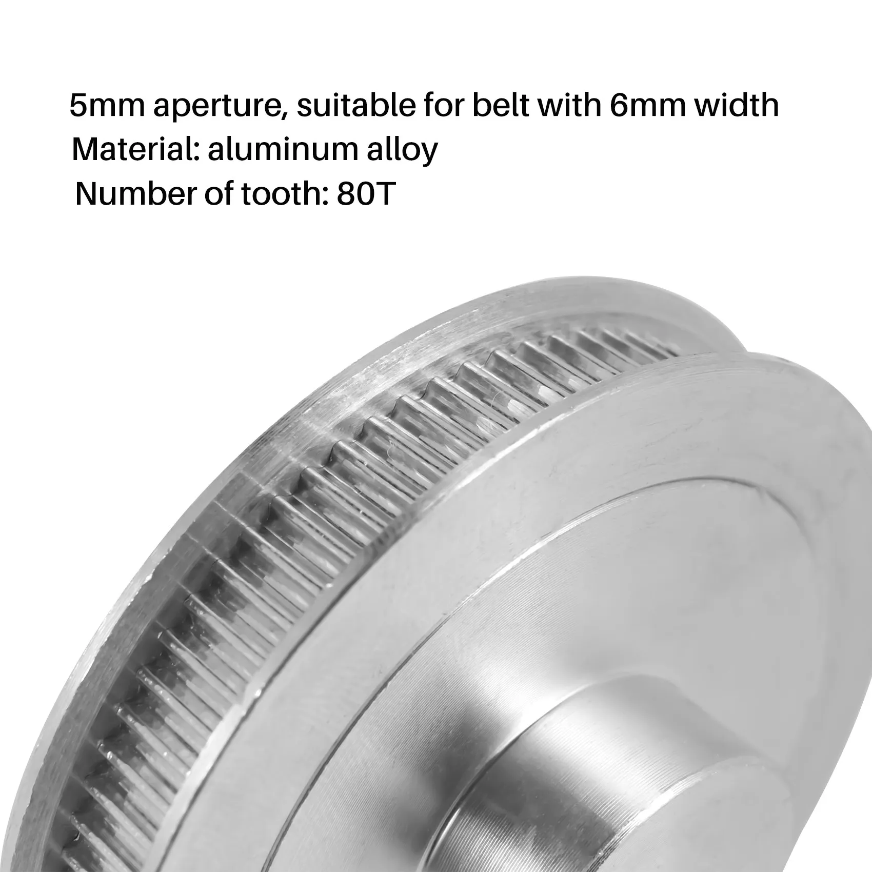 A76K 5Mm Bore GT2 80T Pulley Synchronous Wheel 2GT Timing Belt Pulley 80 Teeth For Voron 2.4 3D Printer 6Mm Width Belt
