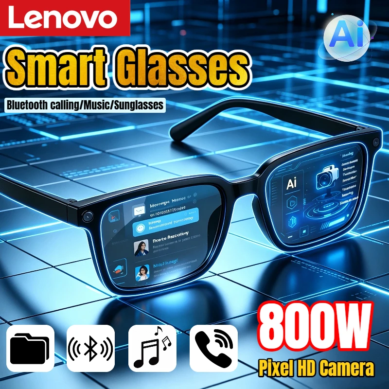 Lenovo AI Smart Glasses 8MP HD Camera 4K Shooting Image Multifunction Glasses Bluetooth Calling Music Translation 2026 New