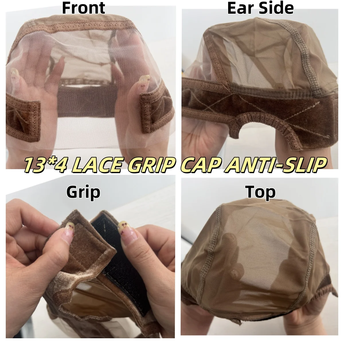 

Lace Wig Grip Cap for Glueless Wig 4x5 Transparent Lace Reusable Wig Caps，Adjustable Wig Cap with Grip Band Non Slip Cap