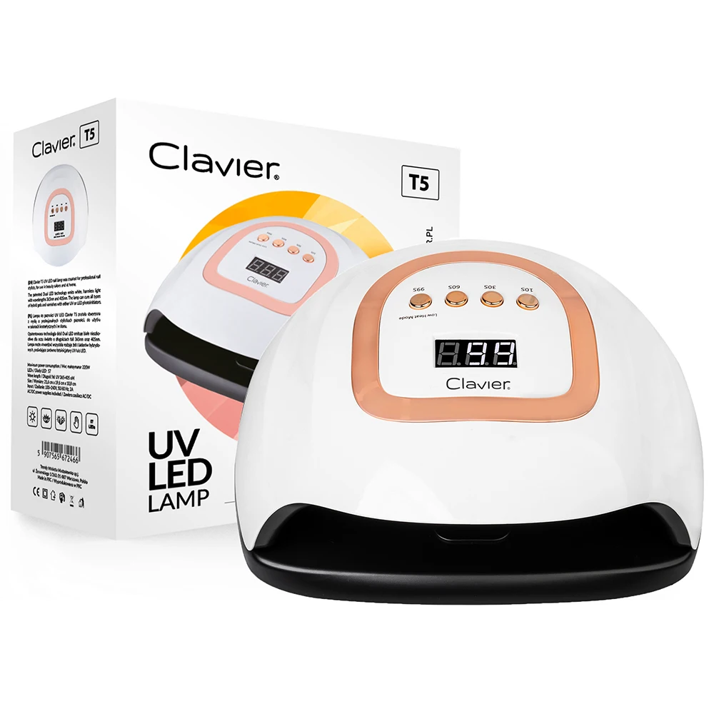 Claver-Lámpara de uñas T5/Q6 UV LED, 220W, Gel híbrido, 57 diodos de detección, herramienta de salón de manicura y pedicura, secador de uñas, potente luz