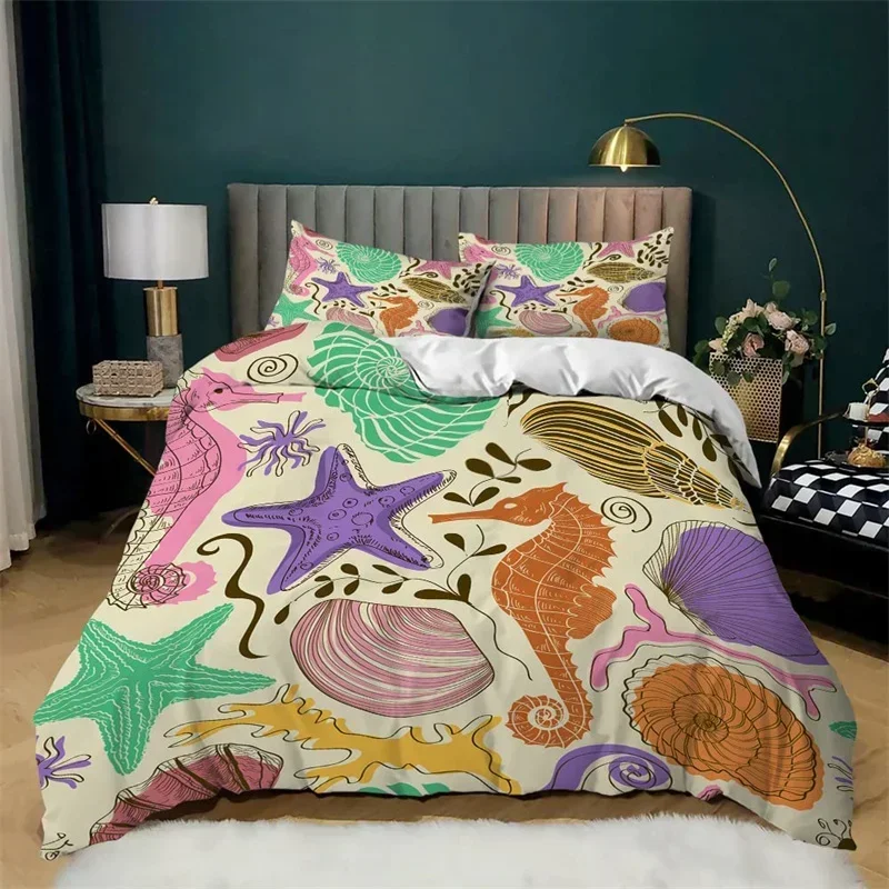 

Ocean Nautical Coastal Comfortable Duvet Quilt Cover Pillowcase Bedding Set Children Bedroom Decoration Home Textile