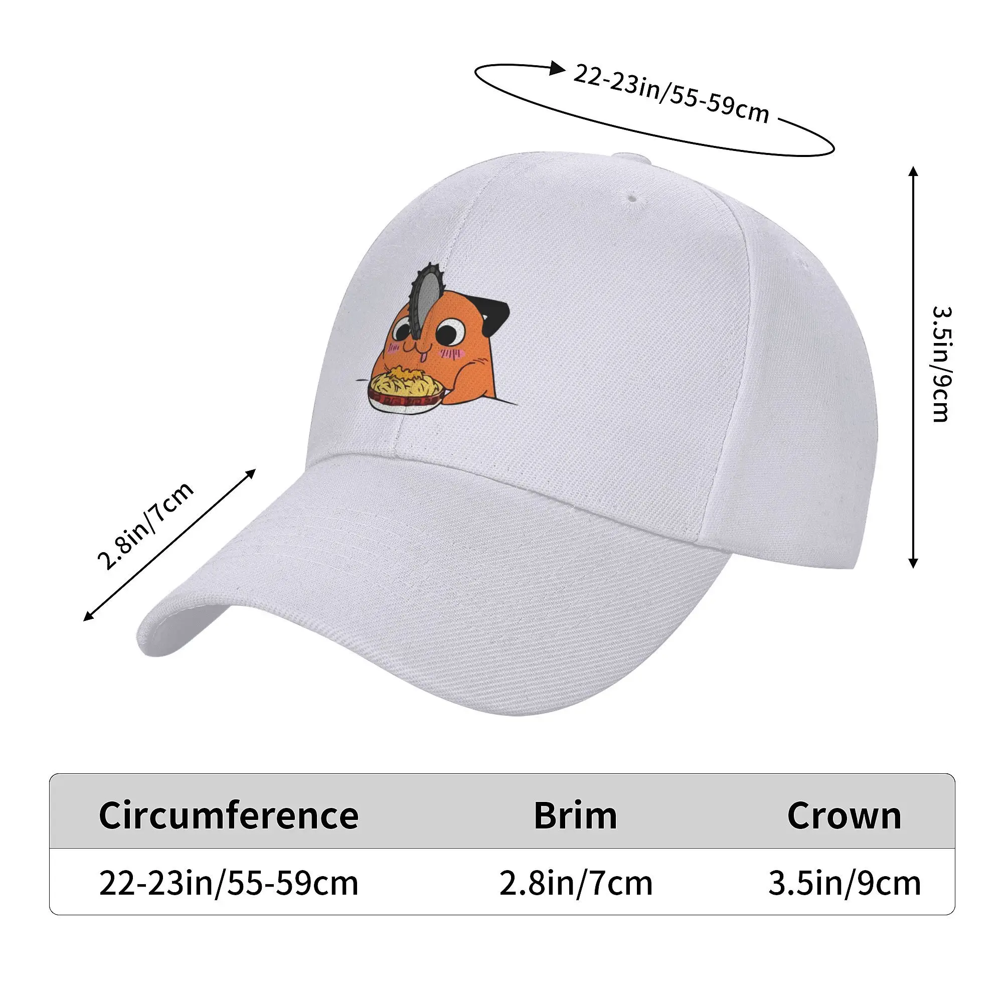 Cute Pochita Eat Ramen Baseball Cap Vintage Manga Sun Caps For Unisex Adjustable Casual Headwear