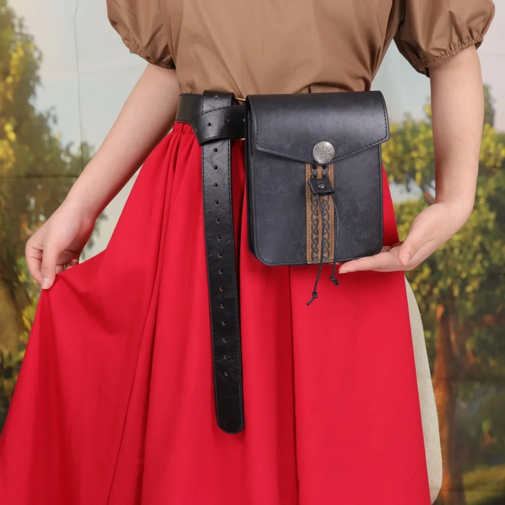 

Набор из 1/2 шт., винтажный ремень и кошелек из искусственной кожи в стиле Ренессанс с мешочком на шнурке викингов, подходит для средневековой ролевой части