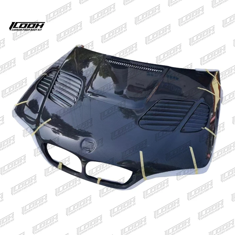 Racing E46 Style Carbon Fiber Fibre Body Kit Front Engine Hood Bonnet with Vents For BMW M3 E46 2004-2006