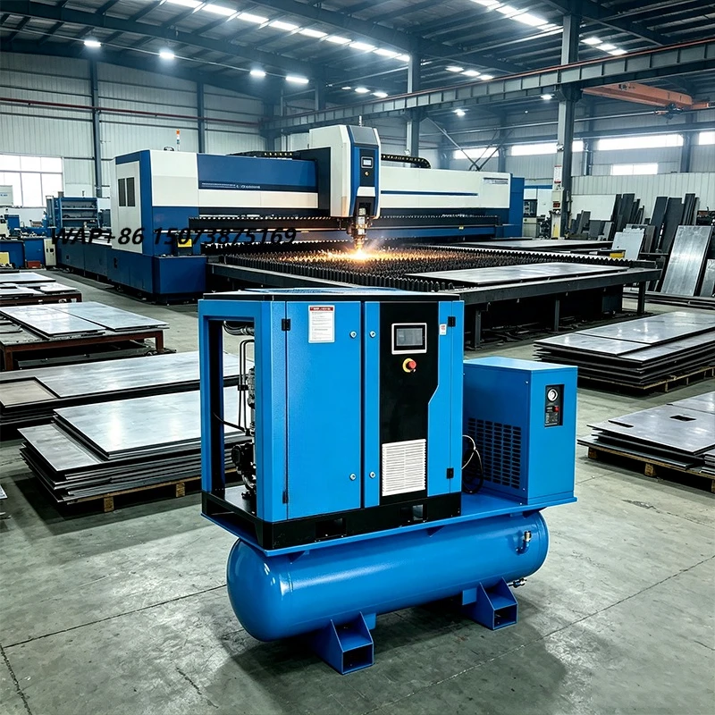 Easy Maintenance Cutting Screw air Compressor Carbon Steel Processing Line Cutting Screw air Compressor
