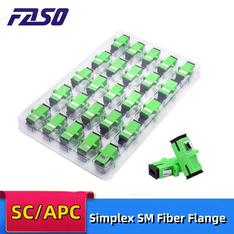 100pcs SCAPC Flange Fiber Optic Adapter Simplex Singlemode SC Optical Fiber Coupler APC Fiber Flange Connector