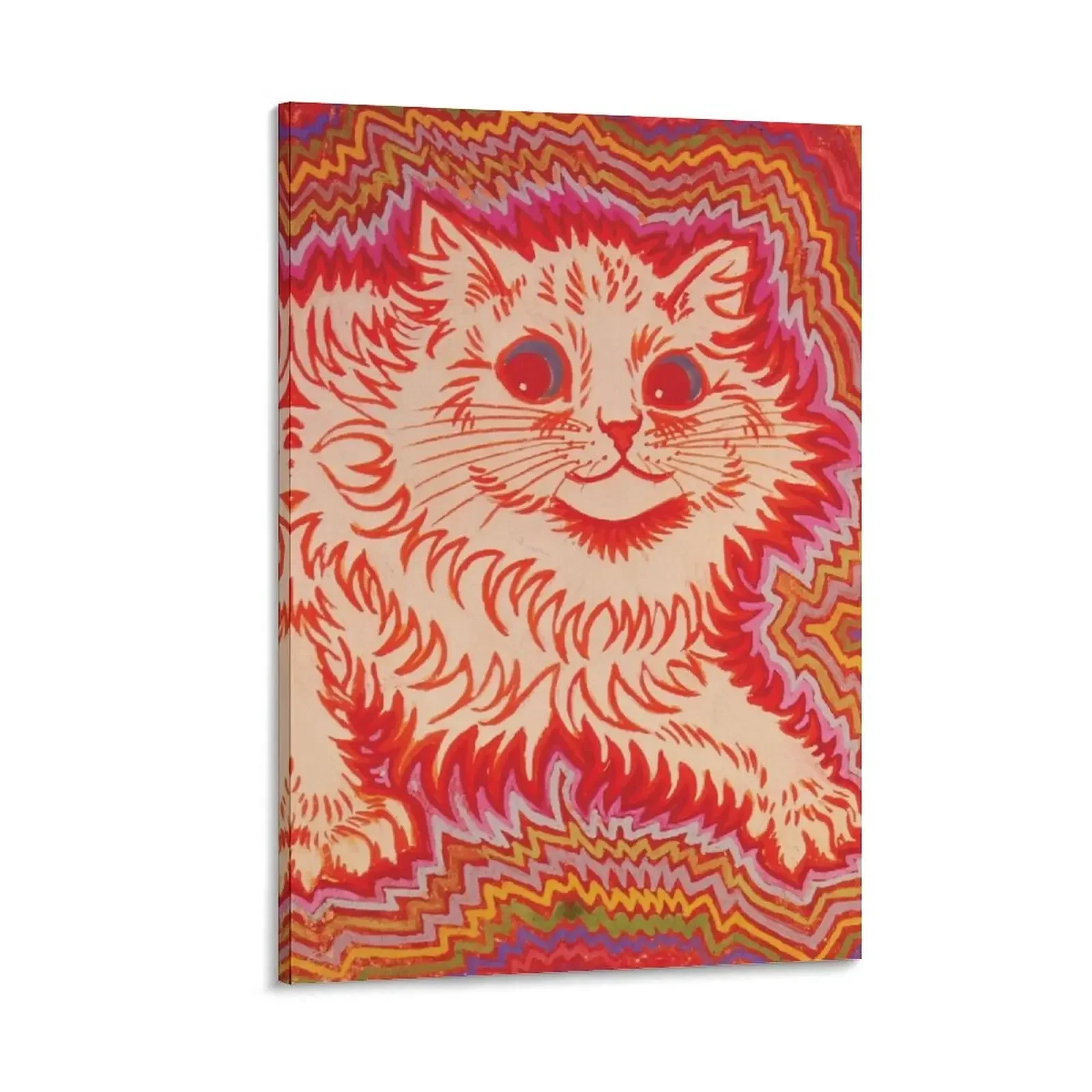 

Louis Wain Orange Psychadelic Cat Canvas Painting home and decoration cute room decor home decor