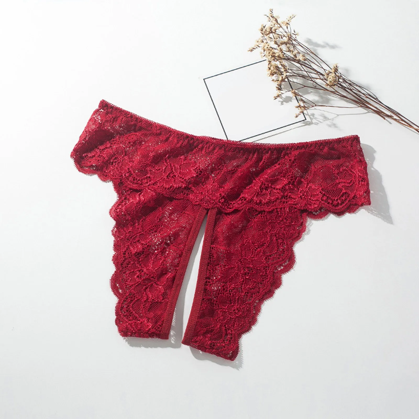 Sexy Cutout Lace Women Panties Open Bottom Thongs Low Rise Cotton Female Underwear Brazilian Bikini Solid Color Briefs 일본여자속옷