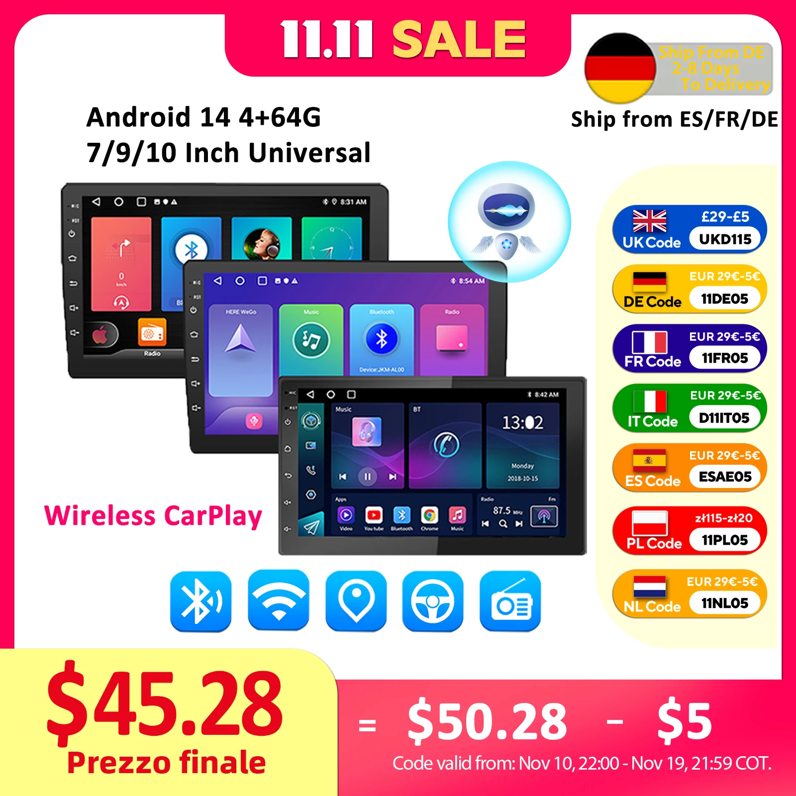 ESSGOO 2 Din Android Car Radio Carplay 7 9 10 Inch Car Multimedia Video Player Stereo Radio GPS For Tesla Style Nissan Hyundai