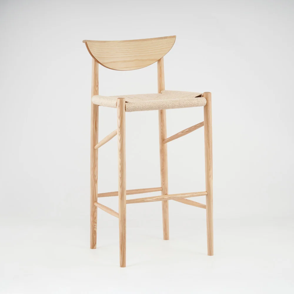 High chair backrest creative solid wood bar stool chaise de bar rotin