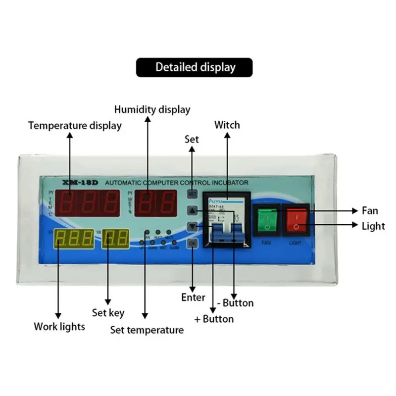 

Digital Temperature Controller Thermostat with Humidity Temp Probe for Incubator