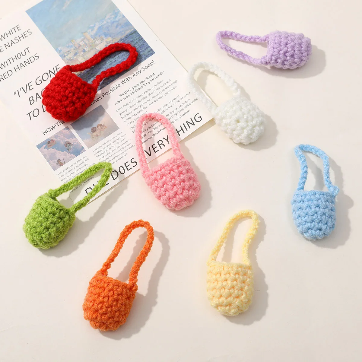 100PCS/Lot Knitted Yarn Handbag DIY Accessories Decoration For Bag Clothing Mini Bags Cute Garment Accessories