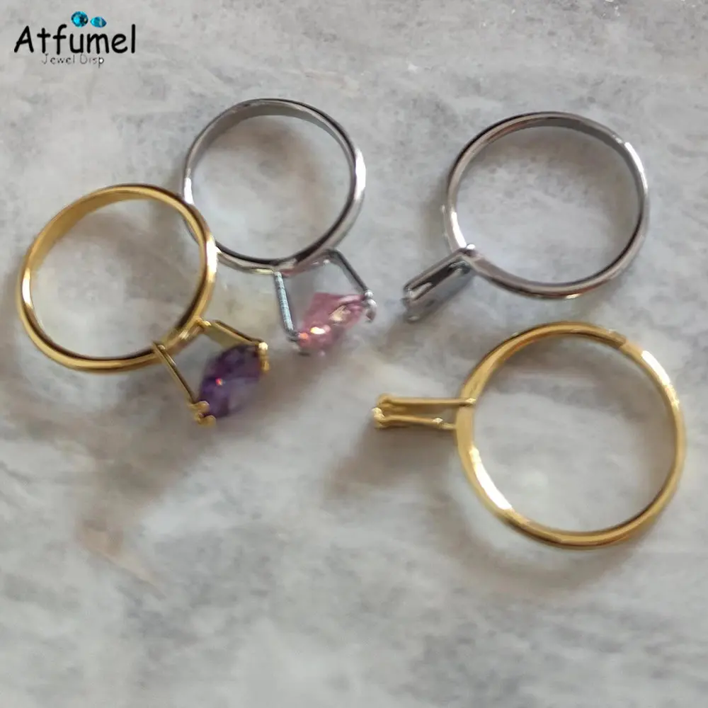 Metal Spring Type Ring Diamond Four-Claw Tweezers Stone Gemstone Holder Display Jewelry Tools Wedding Ring Try-on Equipment 1PC