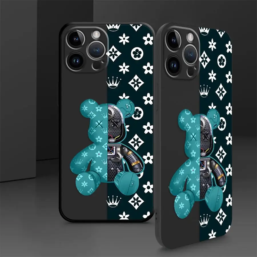 

Soft Phone Case for Apple iPhone 16e 16Pro Max 12 Mini 12 15 11 Plus 11 14 14 Pro 13 Luxury Robots Bears