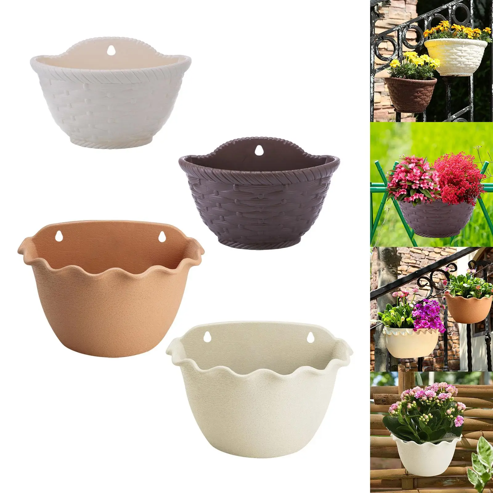Wall Hanging Flower Pot Self Watering Railing Bonsai Plant Pot for Garden Balcony Backyard Home Decoration Indoor Outdoor