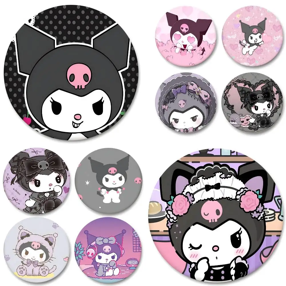 Cute Cartoon K-Kuromi Round Badge Creative Brooch Clothing Backpack Accessories Lapel Pin