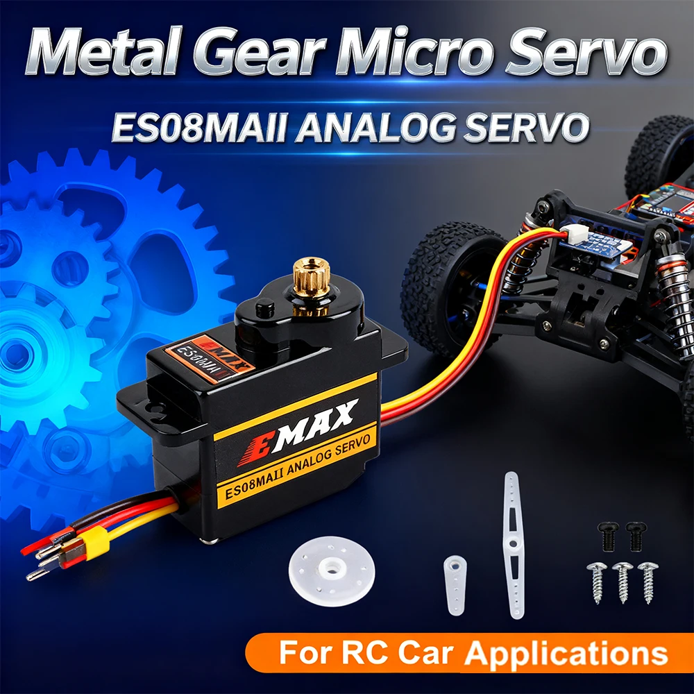 

EMAX ES08MAII 12G Сервопривод с металлической шестерней — мини-микросервопривод для радиоуправляемых автомобилей, кораблей, вертолетов, самолетов, прочный сервопривод для радиоуправляемых моделей хобби