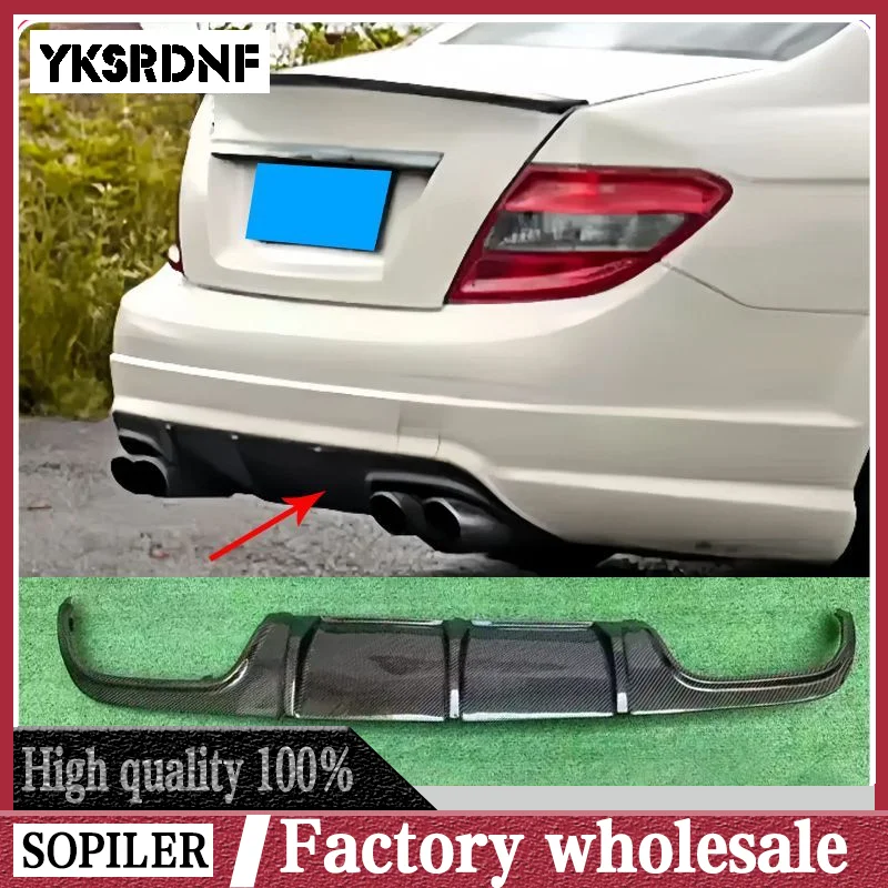 Für Mercedes-Benz W204 C180K C200 C260 C300 Hinten Stoßstange Diffusor Lippe 2004-2007 Carbon Faser Auto auspuff Splitter Spoiler Platte