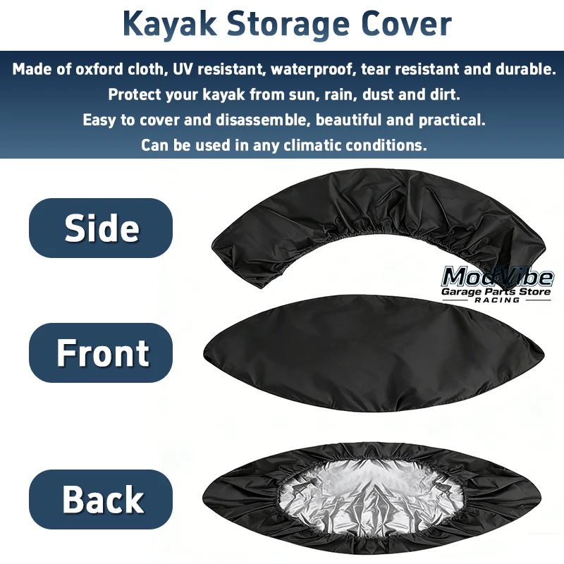 Universal 210D Kayak Storage Cover Sport Waterproof Nylon Solar UV Resistant Dust Storage Cover Boat Canoe Dust Cover Shield