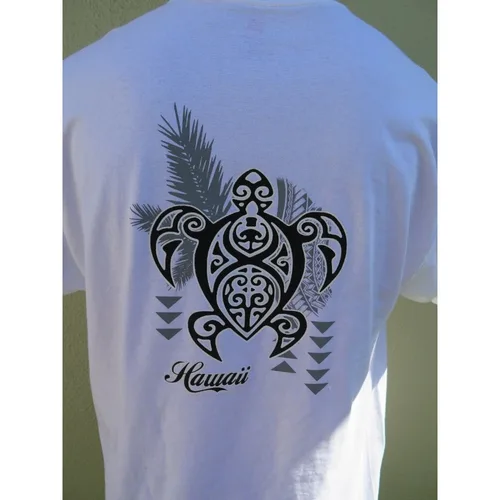 Imagen 1 del producto Camiseta blanca hawaiana de Surf Beach para hombre, camiseta con estampado de tortuga Honu de la tribu hawaiana, camisetas de algodón de alta calidad Unisex