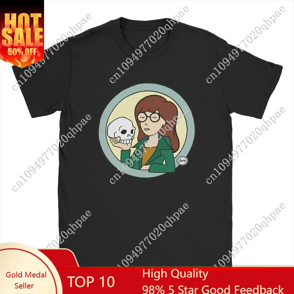 

Cartoon D-Darias Skull Holder Men T Shirt Strong Bravery MTV Novelty Tee Shirt Short Sleeve Crewneck T-Shirts Summer merchandise