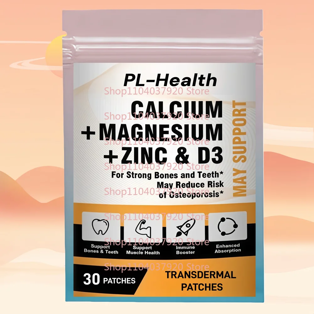 

30 Patches Calcium Magnesium Zinc Transdermal Patches with Vitamin D3 - Bone, Muscle & Immune Support