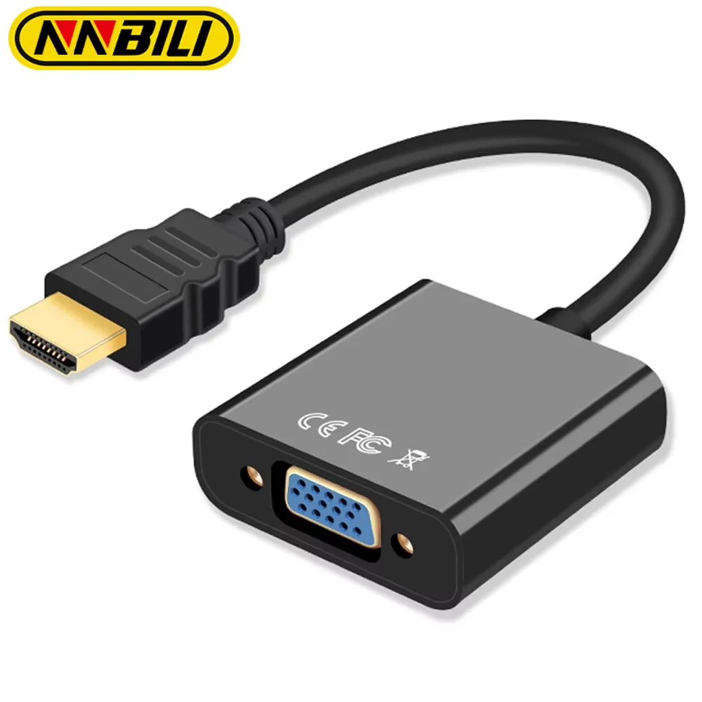 NNBILI HDMI-compatible to VGA Adapter Digital Analog HDMI-compatible Male To Famale VGA Cable Converter For PC Laptop Tablet TV
