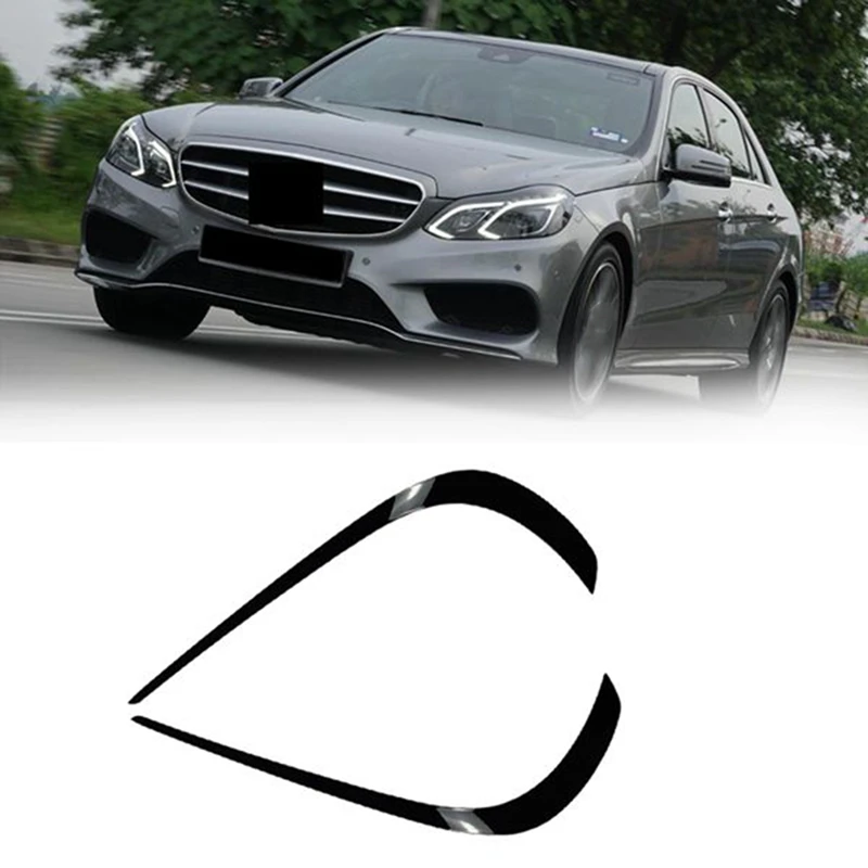 Front Bumper Splitter Spoiler Fog Light Trim For Mercedes Benz E Class W212 Facelift 2013-2015 Piano Black