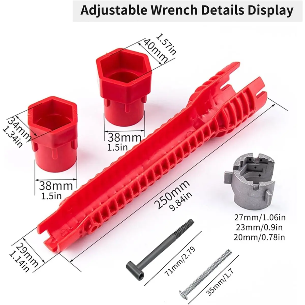 DT38 Basin Wrench Set, 8 in-1 Sink & Faucet Wrench, Adjustable Wrench Wide Jaw Short Shank 6-75mm, Universal Plumbing Tools