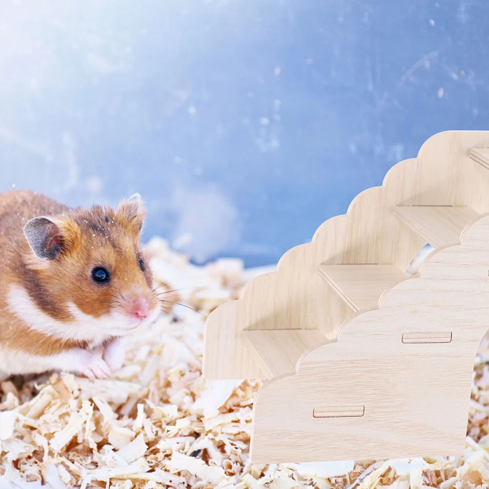 

Wooden Hamster Ladder Platform Small Pet Toy Natural Sturdy Safe Cage Furniture Mini Size Smooth Hamster Rat