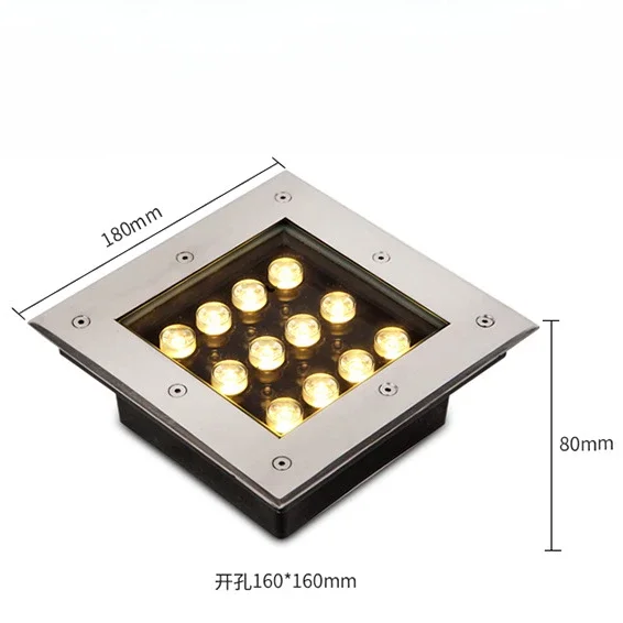 Imagem -02 - Luzes Quadradas Led no Chão Escadas de Jardim Decking Lâmpadas Subterrâneas Iluminação de Terraço Exterior 4w 9w 12w