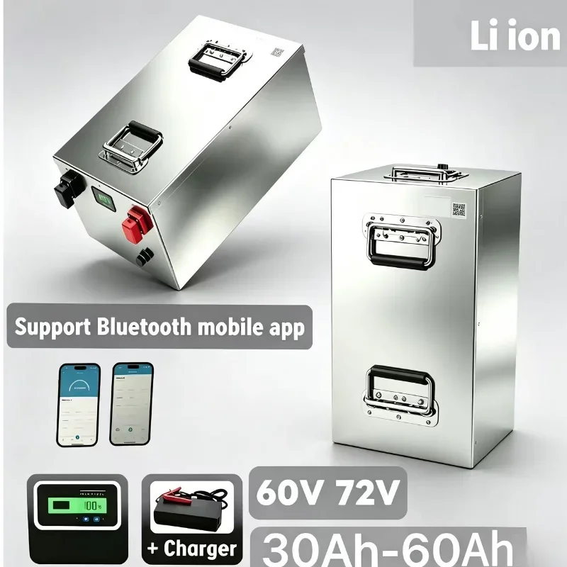 60V/72V Lithium Battery 30-60AH, Intelligent BMS Safety Protection, High Capacity Battery for 2000W 3500W Electric Bike, Motor S